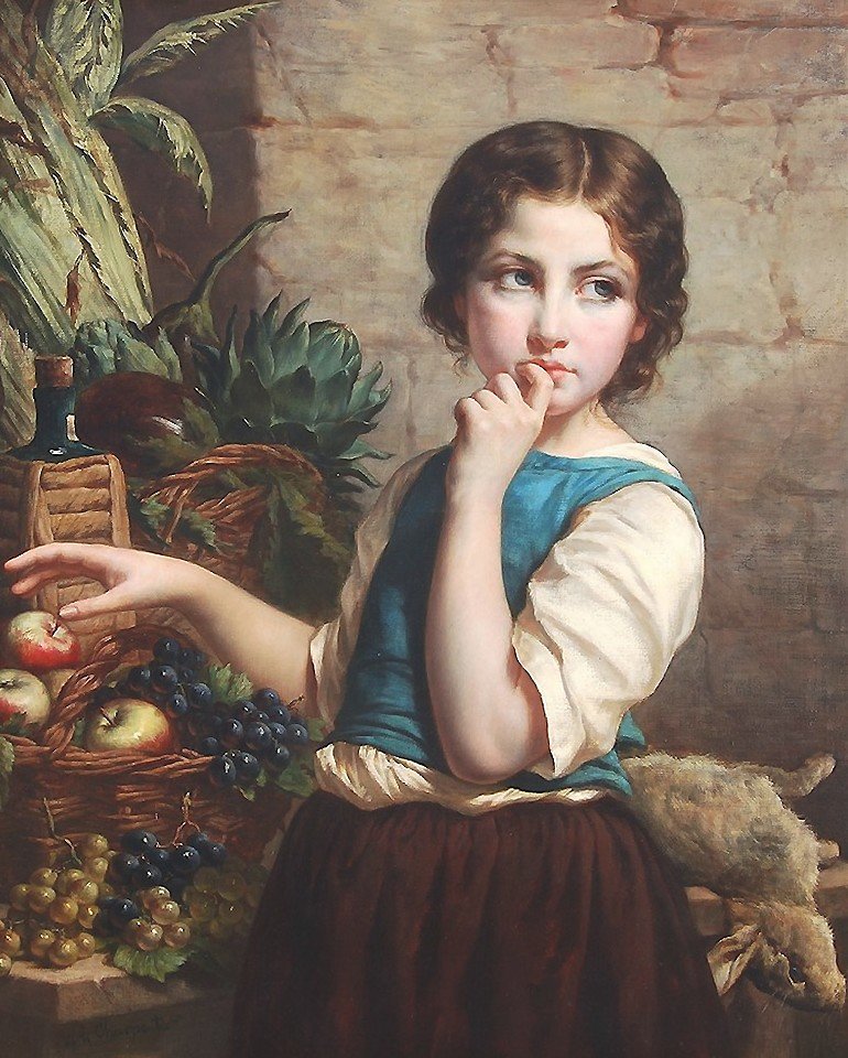 "Девочка с фруктами" - картина - оригинал