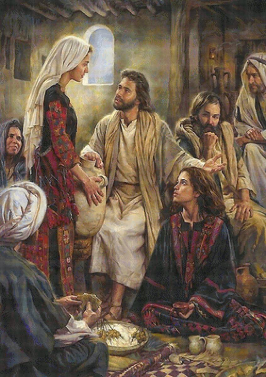 "У ног Иисуса" - библия: иисус навещает марту и марию - предпросмотр