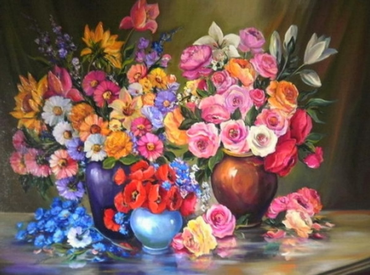 Натюрморт - цветы, живопись, натюрморт, букет, розы, ваза - оригинал