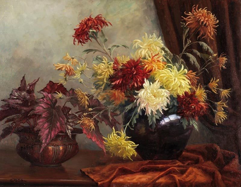 Хризантемы - цветы, ваза, букет - оригинал