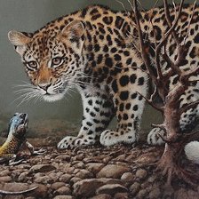 Схема вышивки «леопард и игуана»