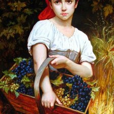 Оригинал схемы вышивки «девочка с виноградом» (№1866171)