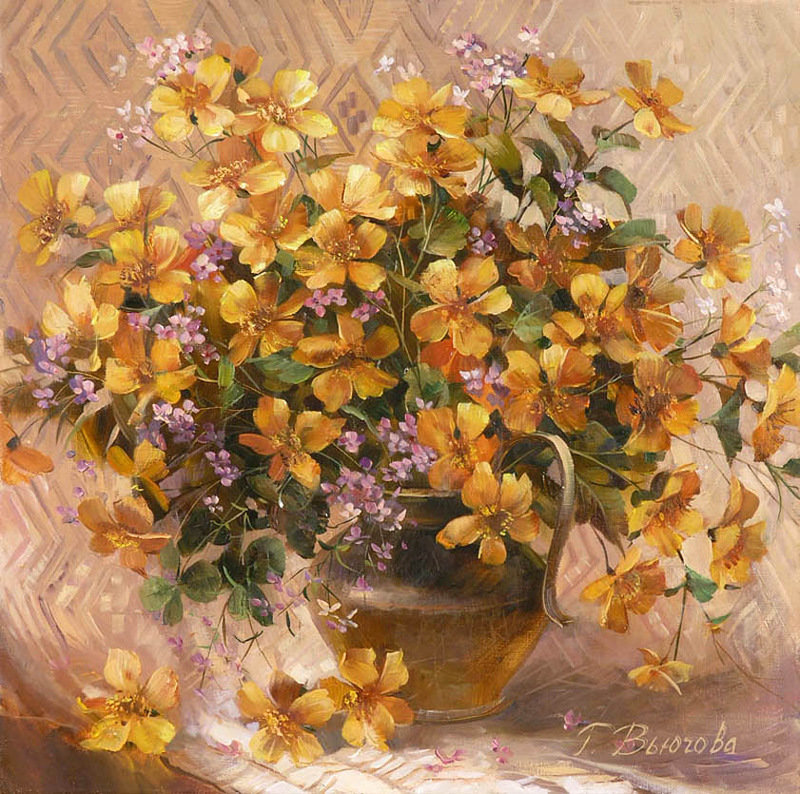 Нежный букет - цветы, ваза, стол, букет - оригинал