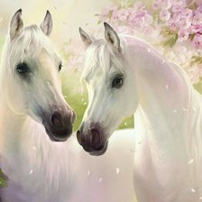 Оригинал схемы вышивки «Белые лошади» (№1872362)