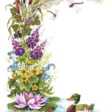 Оригинал схемы вышивки «цветы и утка» (№1874157)