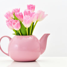 Оригинал схемы вышивки «розовые тюльпаны в чайнике» (№1880412)