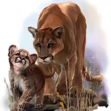 Схема вышивки «Львёнок с мамой»