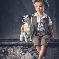 мальчик с собакой