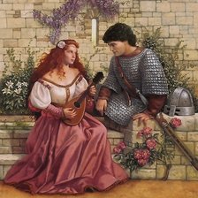 Оригинал схемы вышивки «дама и рыцарь» (№1887285)