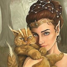 Схема вышивки «девушка с котом»