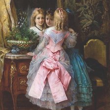 Оригинал схемы вышивки «девочка и зеркало» (№1890318)