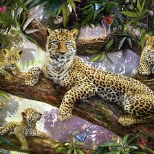 Оригинал схемы вышивки «Семейство леопардов» (№1891201)