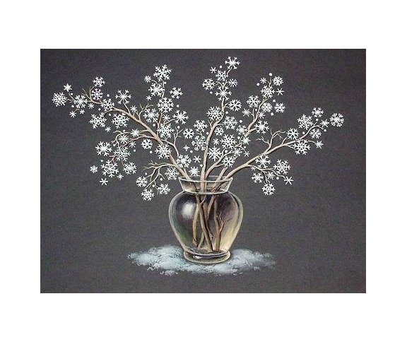 Новогодняя - ваза, снежинки - оригинал