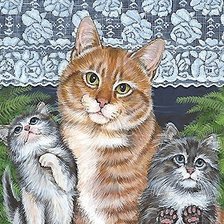Оригинал схемы вышивки «кошка с котятами» (№1895108)