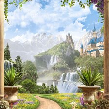 Схема вышивки «Замок у водопада»