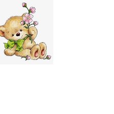 Оригинал схемы вышивки «Медвежонок с цветочком /размер 187 х 200 крест с хорошим качеств» (№1896214)