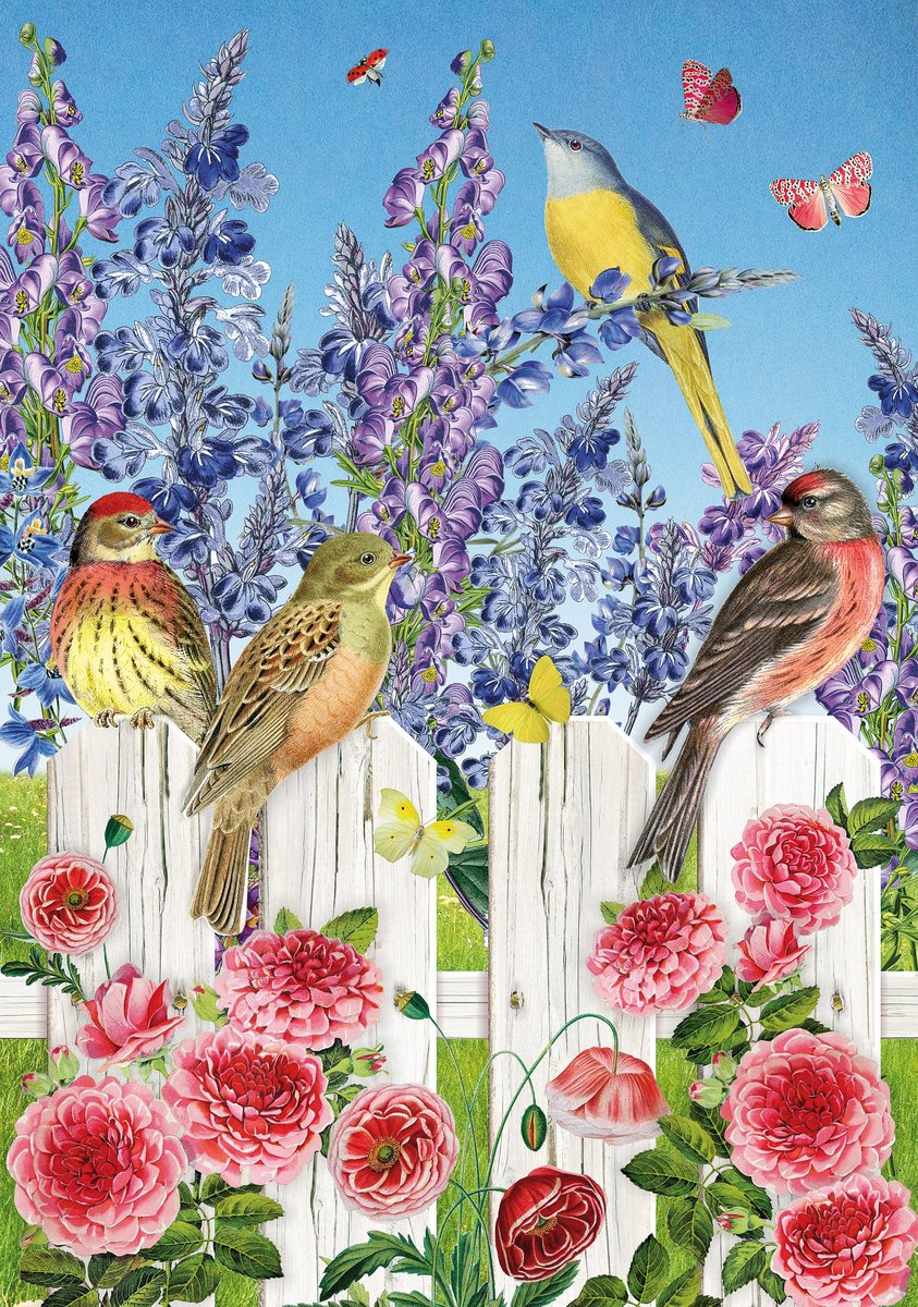 Яркие птички - природа, рисунок, цветы, птицы, птички - оригинал