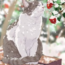 Схема вышивки «Котик в снегу»