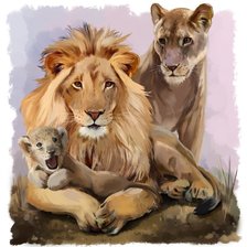 Оригинал схемы вышивки «Семейство львов» (№1900526)