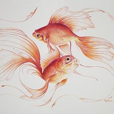 Оригинал схемы вышивки «Золотые рыбки» (№1901143)
