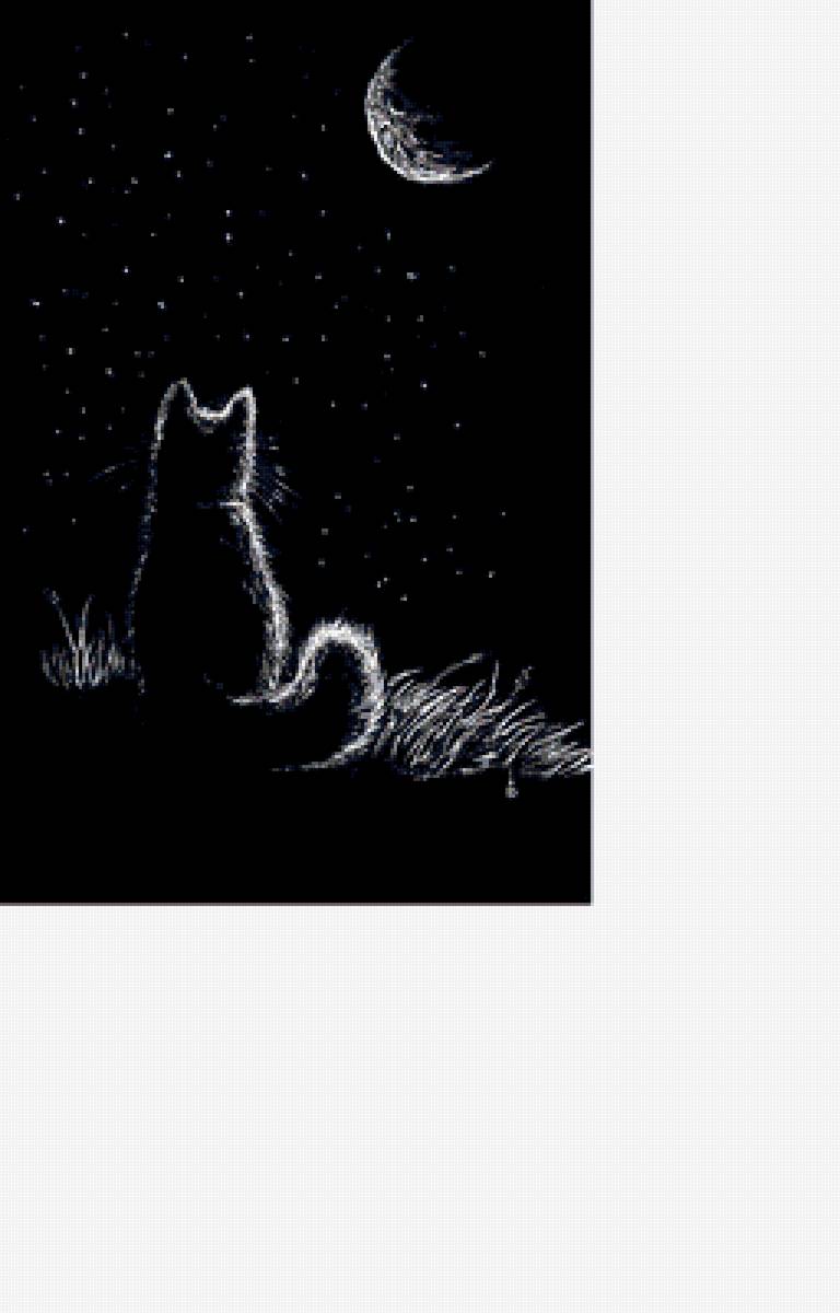 Кот и луна /размер 180 х 270 кр/ - ночь, луна, кот - предпросмотр