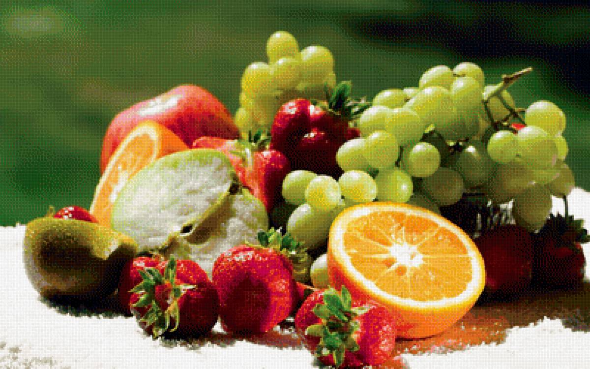 Фрукты и ягоды - апельсин, виноград, клубника, яблоки, фрукты, ягоды - предпросмотр
