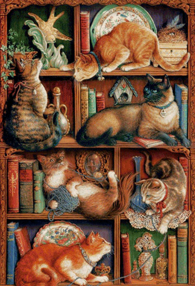 Кошки - книги, кошка, животные, рисунок, кошки - предпросмотр