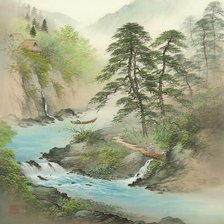 Оригинал схемы вышивки «Японский пейзаж 4 /горная речка/» (№1908594)