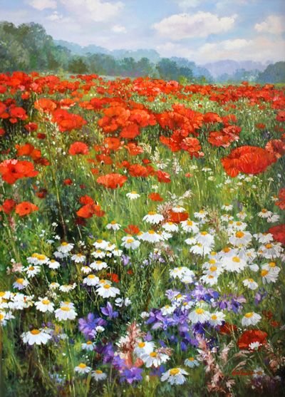 ПОЛЕВЫЕ ЦВЕТЫ - полевые цветы, пейзаж - оригинал