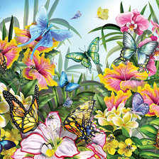 Оригинал схемы вышивки «Цветы и бабочки» (№1909088)