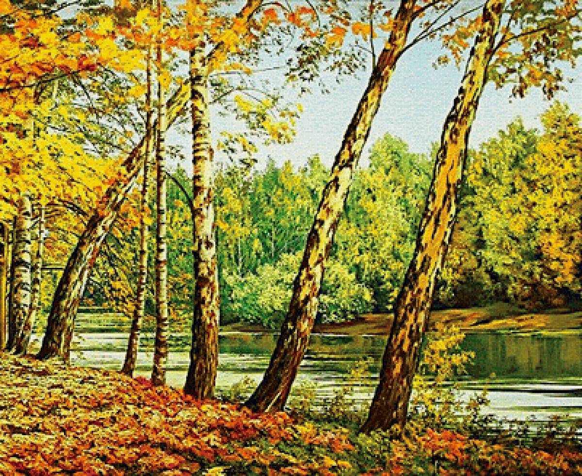 Осенний пейзаж. 2 часть - осень, деревья, лес, пруд - предпросмотр