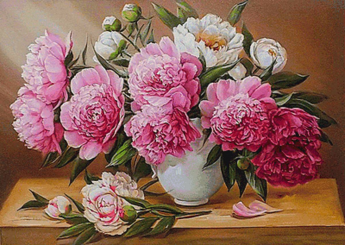 Пионы в вазе - розовые цветы, цветы в вазе, цветы - предпросмотр