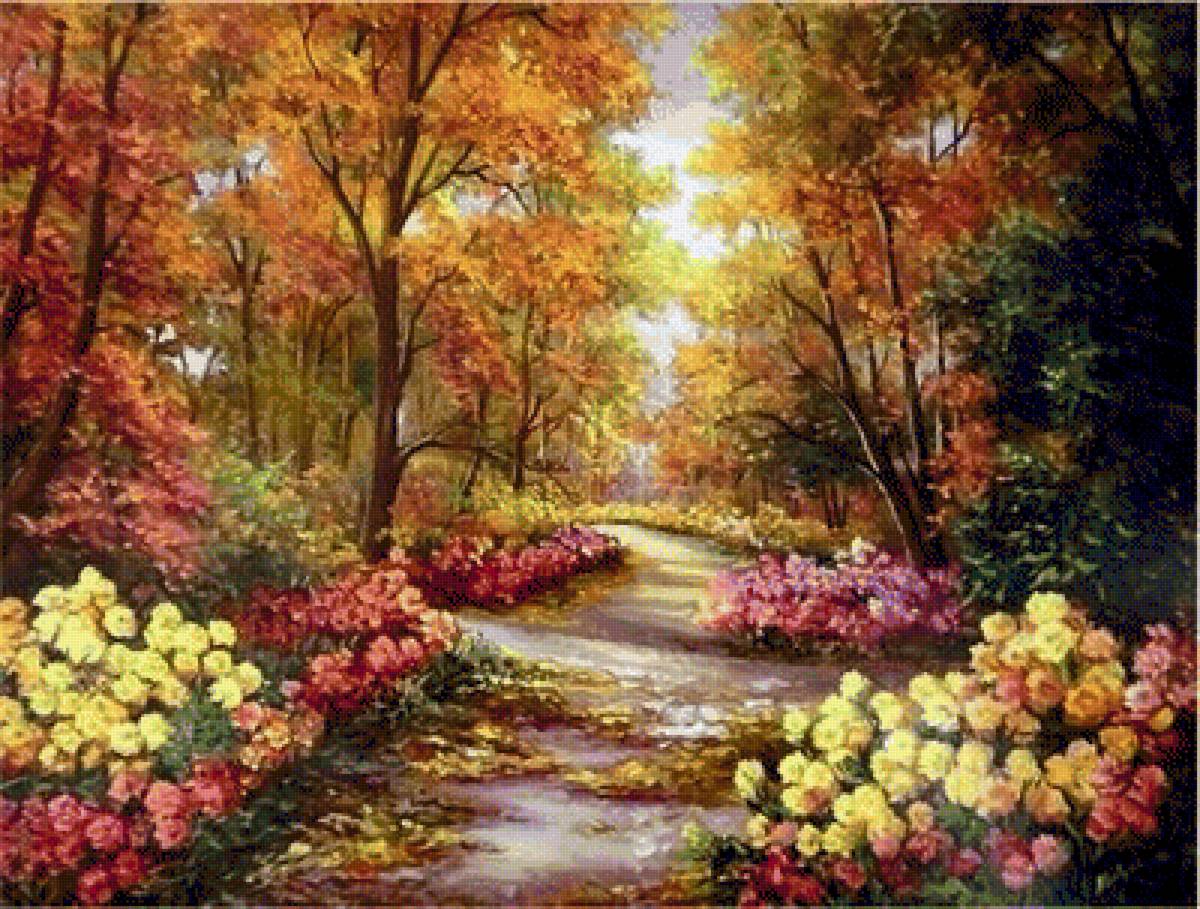 Flowery Road. - landscapes.flowers and gardens. - предпросмотр