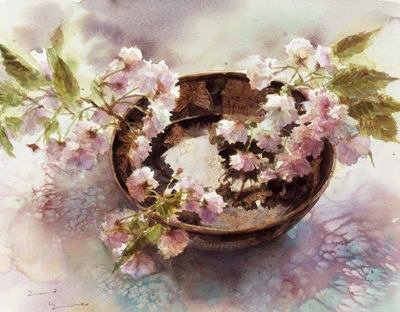 Акварельный натюрморт. Художница Yuko Nagayama - цветы, акварель, художники - оригинал