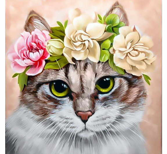 Киска - кошка венок цветы - оригинал