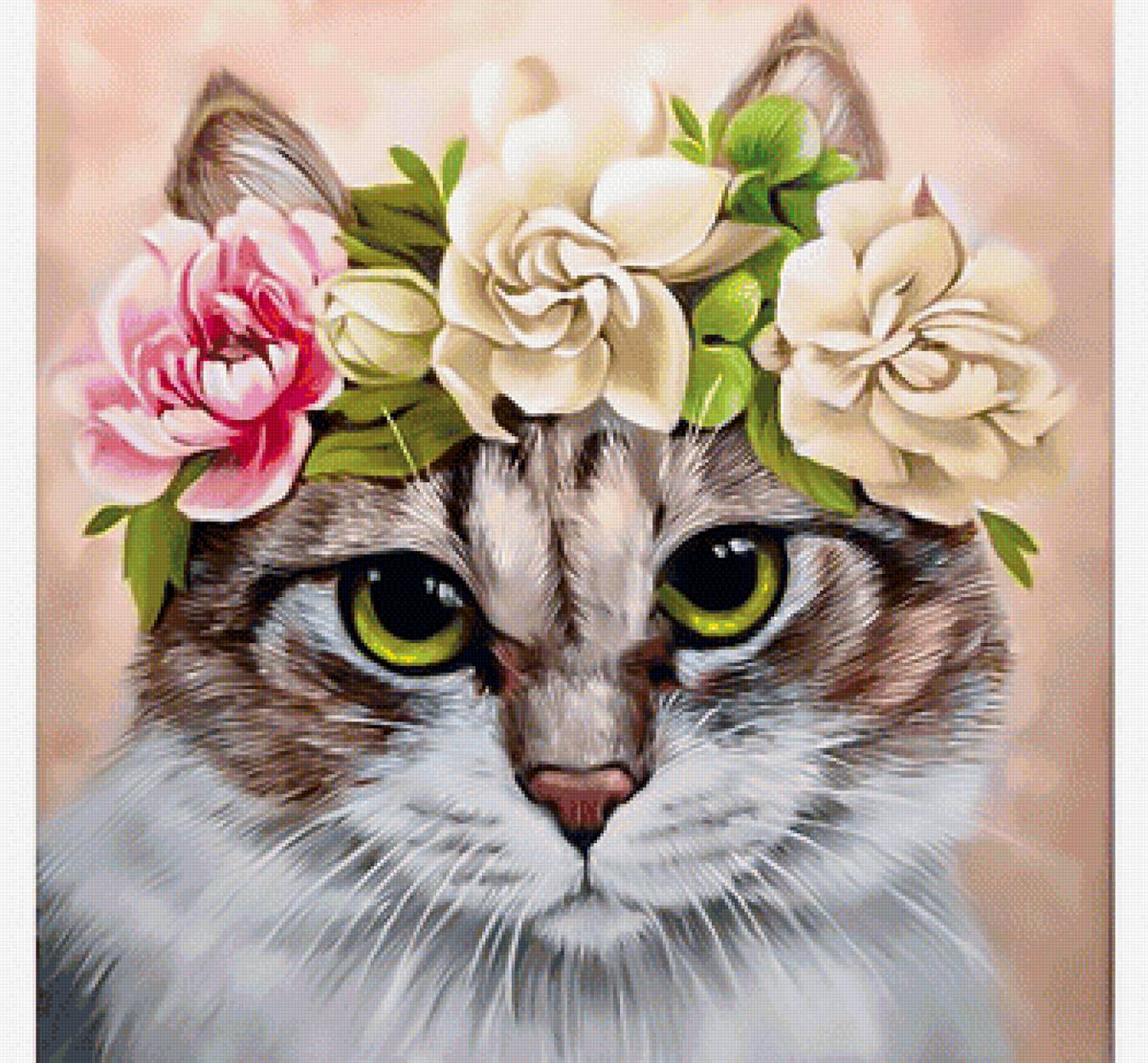 Киска - кошка венок цветы - предпросмотр