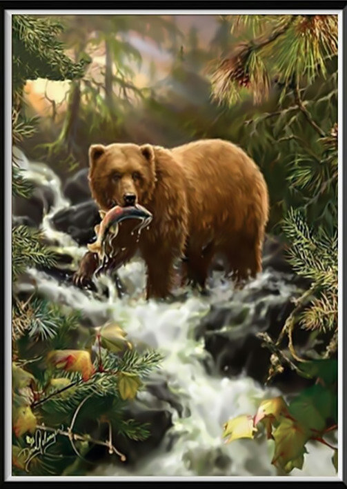 Удачливый охотник - медведь бурый рыба рыбалка природа пейзаж - оригинал