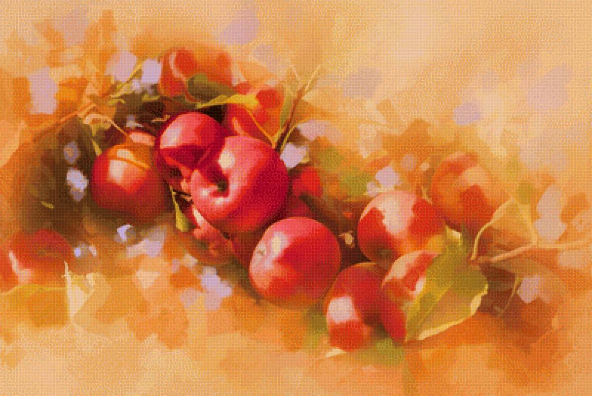 Красные яблочки - фрукты, яблоки, рисунок - предпросмотр