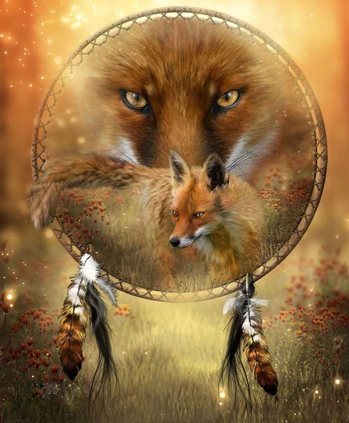Ловец снов - ловец снов, животные, лисы, лиса, рисунок - оригинал