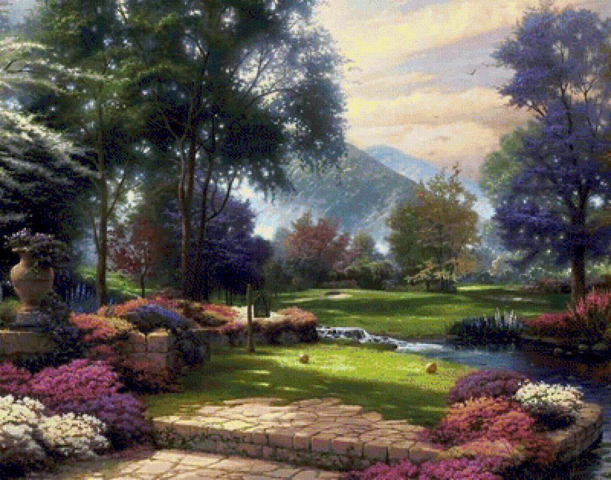 Beautiful Garden. - thomas kinkade paintings.flowers and gardens. - предпросмотр