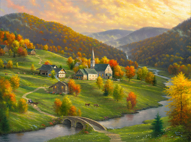 Peace in the Valley. - abraham hunter paintings. landscape.animals. - оригинал