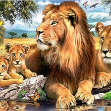 Схема вышивки «Family of Lions.»