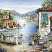 Оригинал схемы вышивки «Tuscan Villas on the Lake.» (№1931350)