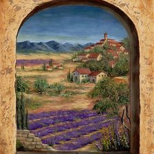 Схема вышивки «Fields of Lavender through the Window.»