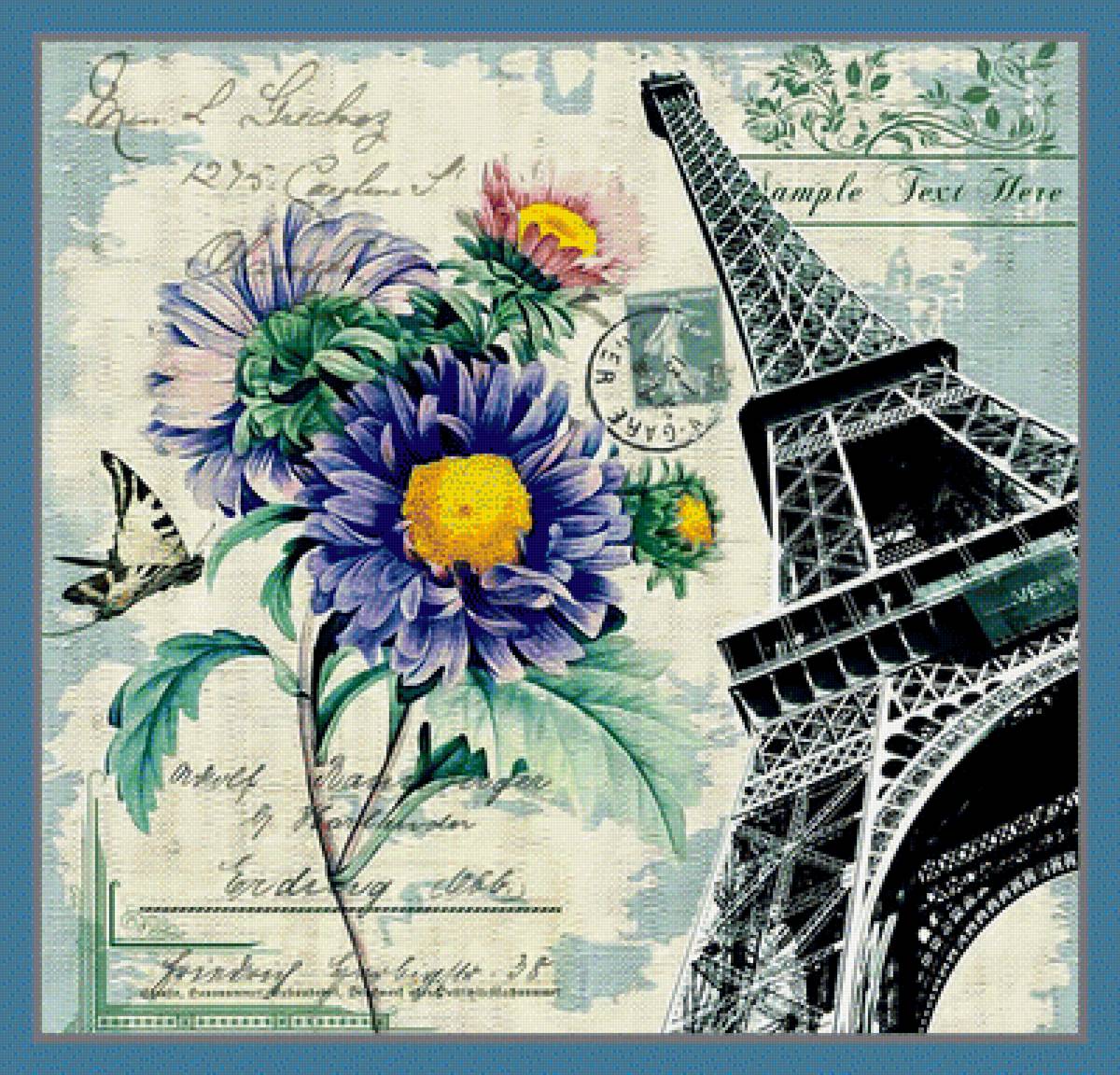 Париж, Париж... - эйфелева башня цветы париж - предпросмотр