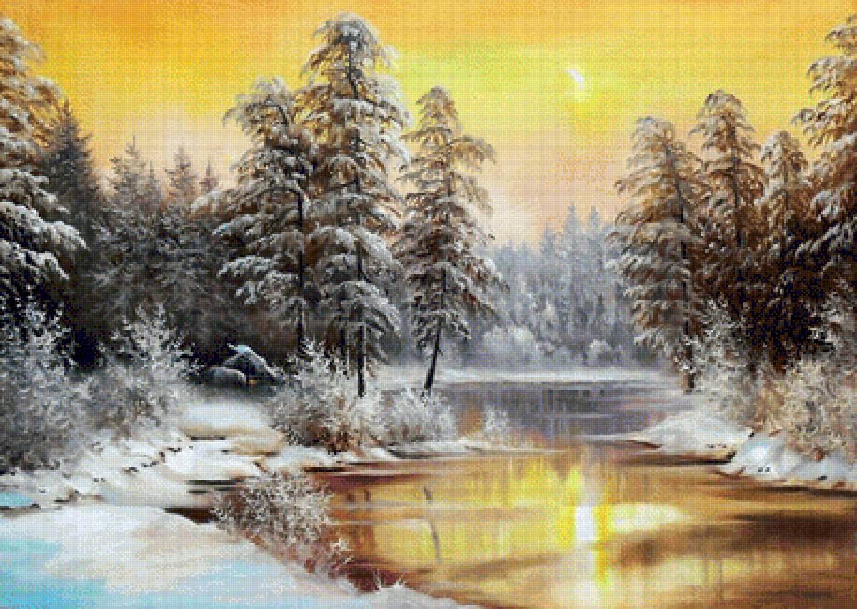 Winter. - yuri kornikov painter.snowscape. - предпросмотр