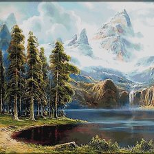 Схема вышивки «Mountain Landscape.»