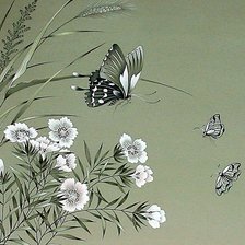 Схема вышивки «цветы и  бабочка»