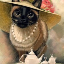 Оригинал схемы вышивки «Чаепитие у кошки» (№1938771)
