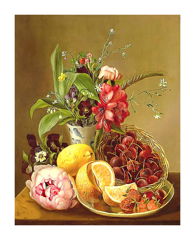 Серия "Натюрморты". - цветы, букет, фрукты, натюрморт - оригинал
